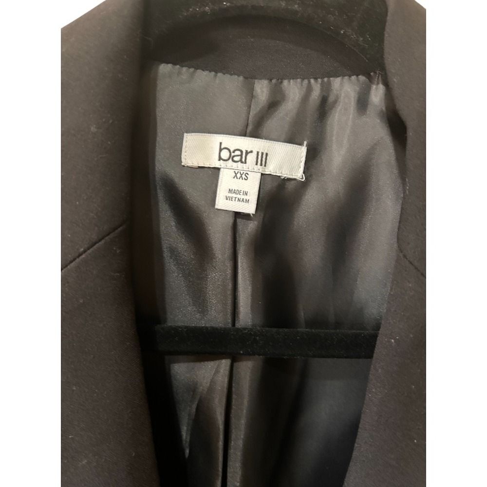 Bar III Faux Double-Breasted Boyfriend Blazer Black XXS - Picture 2 of 4